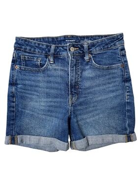 {Old Navy} "High Rise OG Straight" Blue Cuffed Hem Denim Jean Shorts WS36